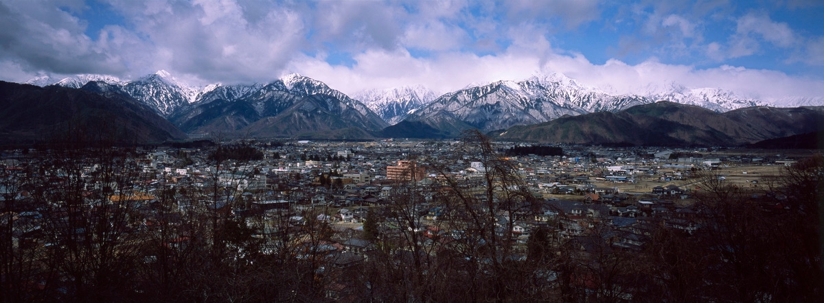 A view over Omachi, Japan. Taken by Lucas Taylor on a Hasselblad XPan camera.
