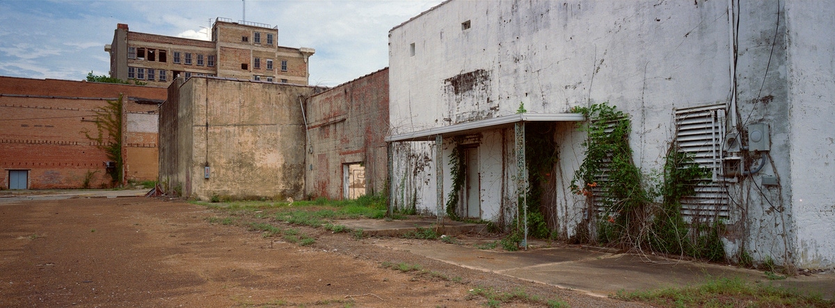 Weathered buildings in Paris, Texas. Taken by Lucas Taylor on a Hasselblad XPan camera.
