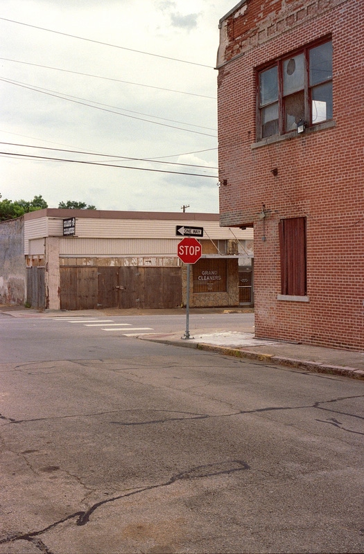 A street corner in Paris, Texas. Taken by Lucas Taylor on a Hasselblad XPan camera.