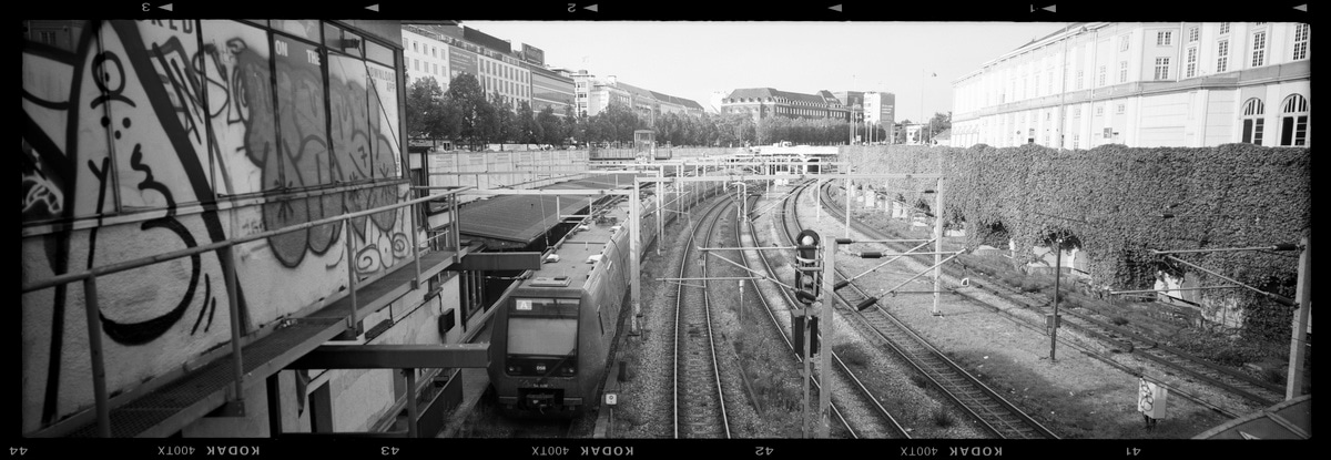 6x17 photograph of Vesterport Station in Copenhagen, Denmark. Taken by Lucas Taylor on the ND 6x17 camera.