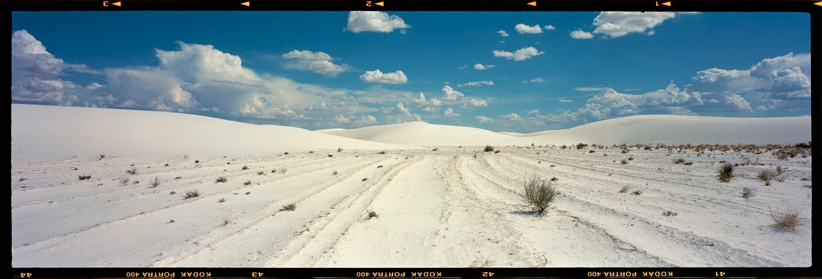 6x17 photograph taken in White Sands, New Mexico, USA. Taken by Lucas Taylor on the ND 6x17 camera.